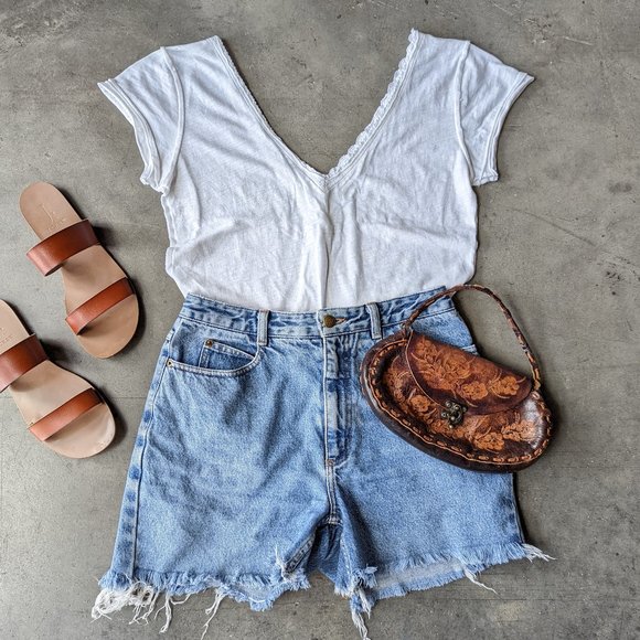 Free People Tops - Free People White V-Neck V-Back Tee XS